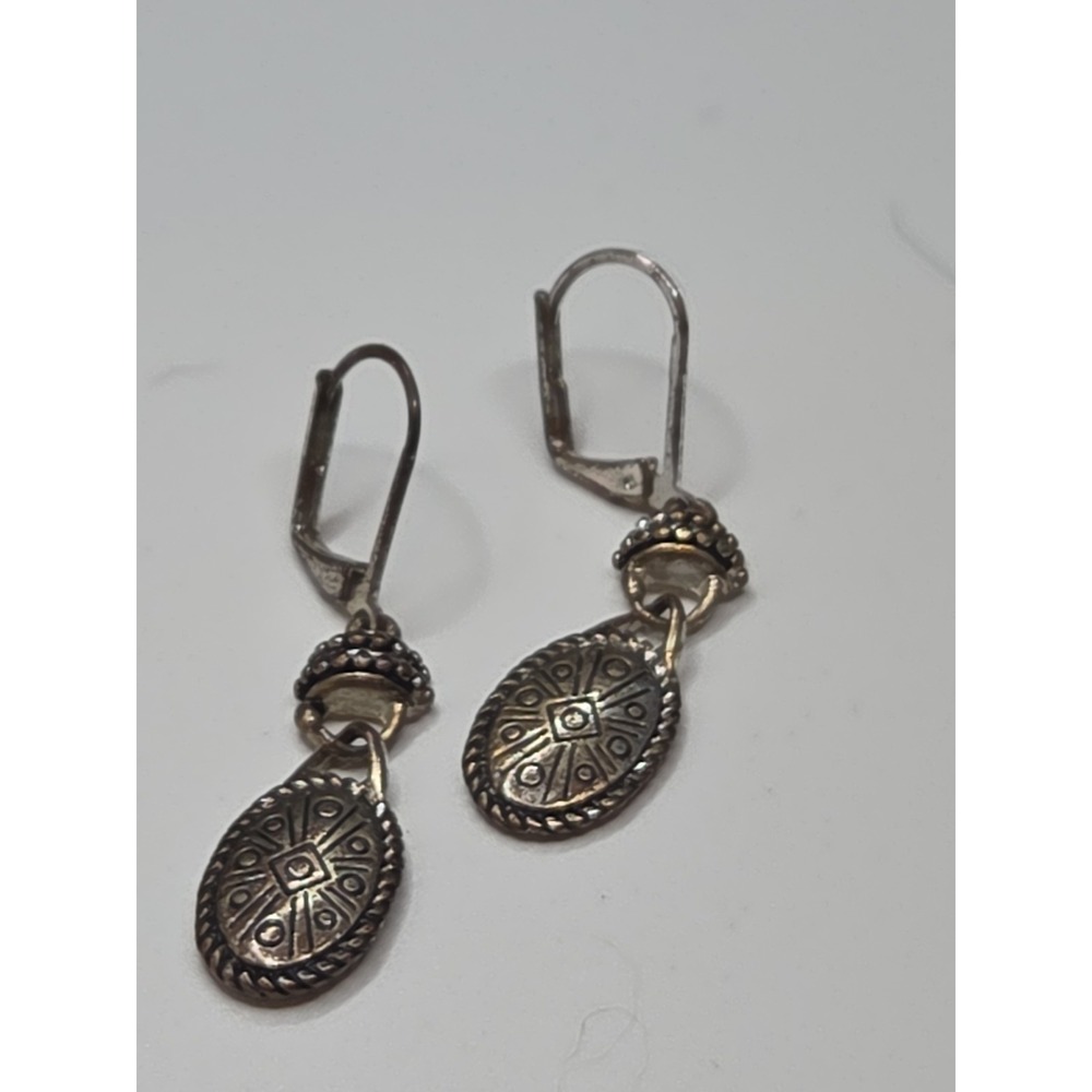 Vintage Sterling Silver Sunburst Dangle Earrings‎ Southwestern Tribal Bali Style